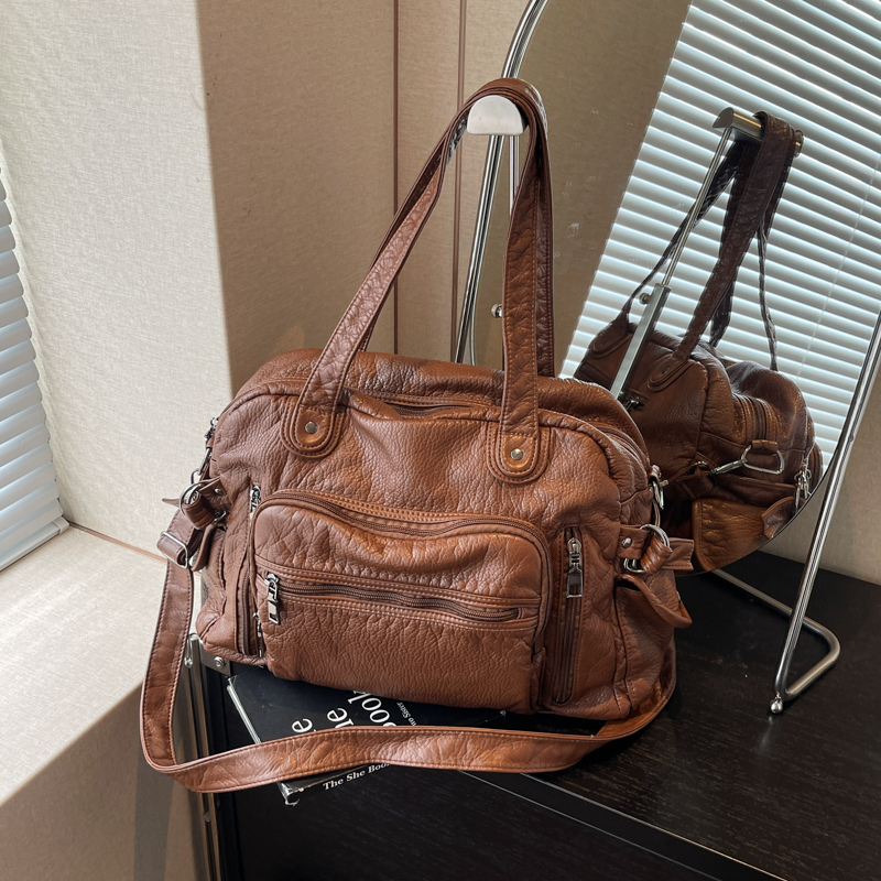 高级感复古托特包女式大容量通勤手提单肩包简约旅行包百搭斜挎包