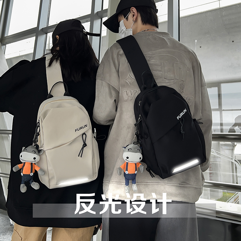 时尚简约尼龙布胸包单肩斜挎包