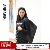 小众设计师款 ANNAKIKI手提包 秋季 黑色压褶立体极简手提包包女