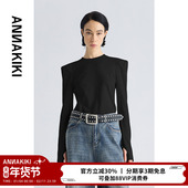 T恤百搭打底衫 ANNAKIKI 上衣 女装 立体垫肩长袖 T恤 小众设计师款