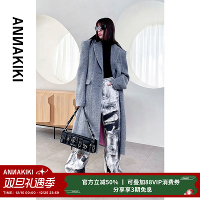 ANNAKIKI长绒毛香蕉袖呢大衣