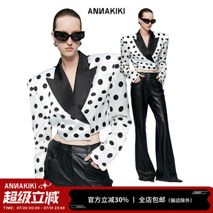 異型波點(diǎn)醋酸短款 ANNAKIKI西裝 小眾設(shè)計(jì)師款 西裝 夏裝 外套女
