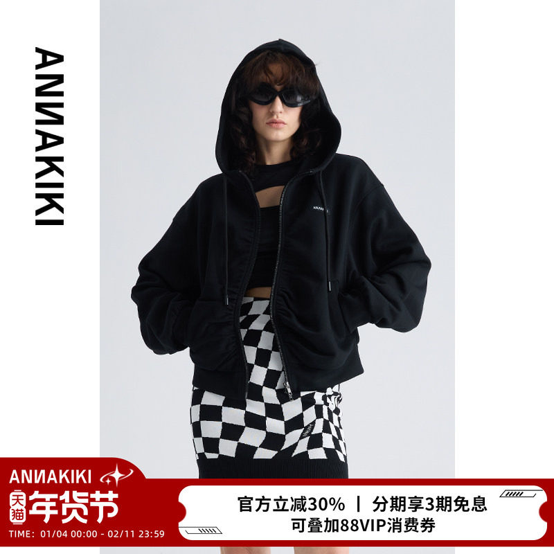 ANNAKIKI短外套 25春装小众设计师款 Annakiki扭曲拉链抽褶外套,女装/女士精品,短外套,淘宝优惠券,粉丝福利购,淘宝优惠卷