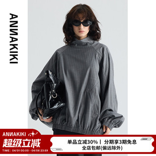 小众设计师款 灰色羊毛休闲宽松套头立领上衣 秋季 ANNAKIKI上衣