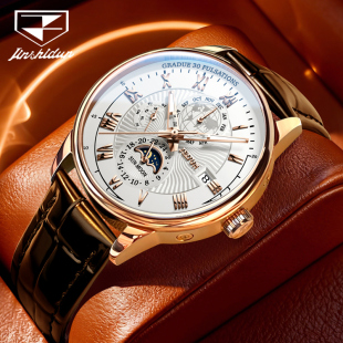 瑞士金仕盾男士 全自动机械皮带男表十大 手表金仕盾品牌2026年新款