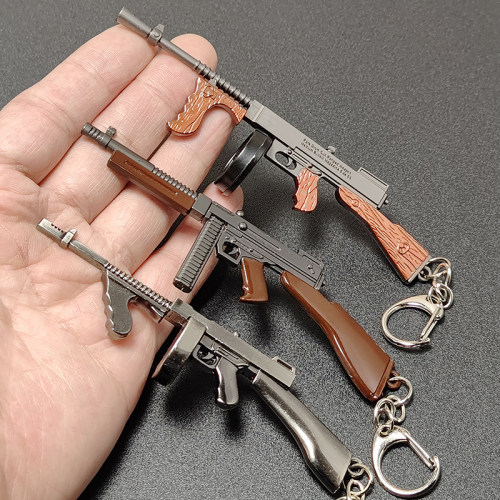 汤姆逊冲锋枪模型金属钥匙扣挂件