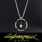 赛博朋克2077周边项链v我50小众项链我们干翻荒坂子弹头吊坠项链