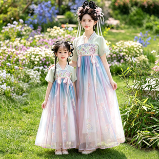 亲子汉服古装夏2026新款旅拍摄影楼服装儿童古风演出服母女童襦裙
