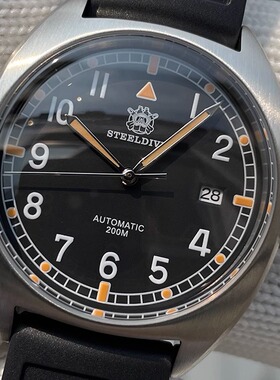 新复刻定制复古夜光200M防水飞行员机械男士潜水手表316L钢精表壳