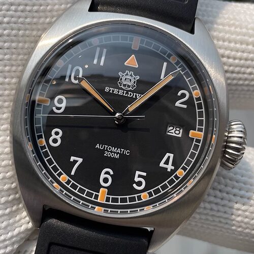 新复刻定制复古夜光200M防水飞行员机械男士潜水手表316L钢精表壳