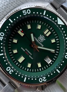 STEELDIVE钢潜复刻男机械潜水表复古瘦鲍鱼6105-8110定制水鬼手表