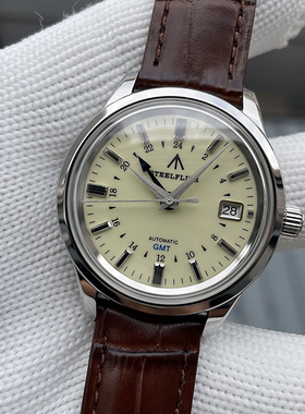 STEELFLIER精钢飞行表NH34A机芯GMT两地时显示自动机械男表商务