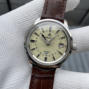 STEELFLIER精钢飞行表NH34A机芯GMT两地时显示自动机械男表商务