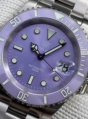 STEELDIVE精钢潜水手表夜光防水自动机械商务紫色陶瓷圈水鬼NH35