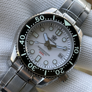 STEELDIVE新款白色表盘44MM陶瓷表圈插入不锈钢表壳300米防潜水表