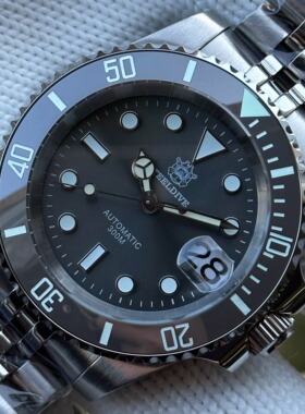 精钢灰色夜光计时陶瓷圈绿水鬼手表男士防水潜水表商务自动机械表