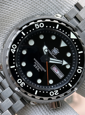 STEELDIVE精钢专业300M潜水自动机械手表夜光双日历男罐头SBBN031
