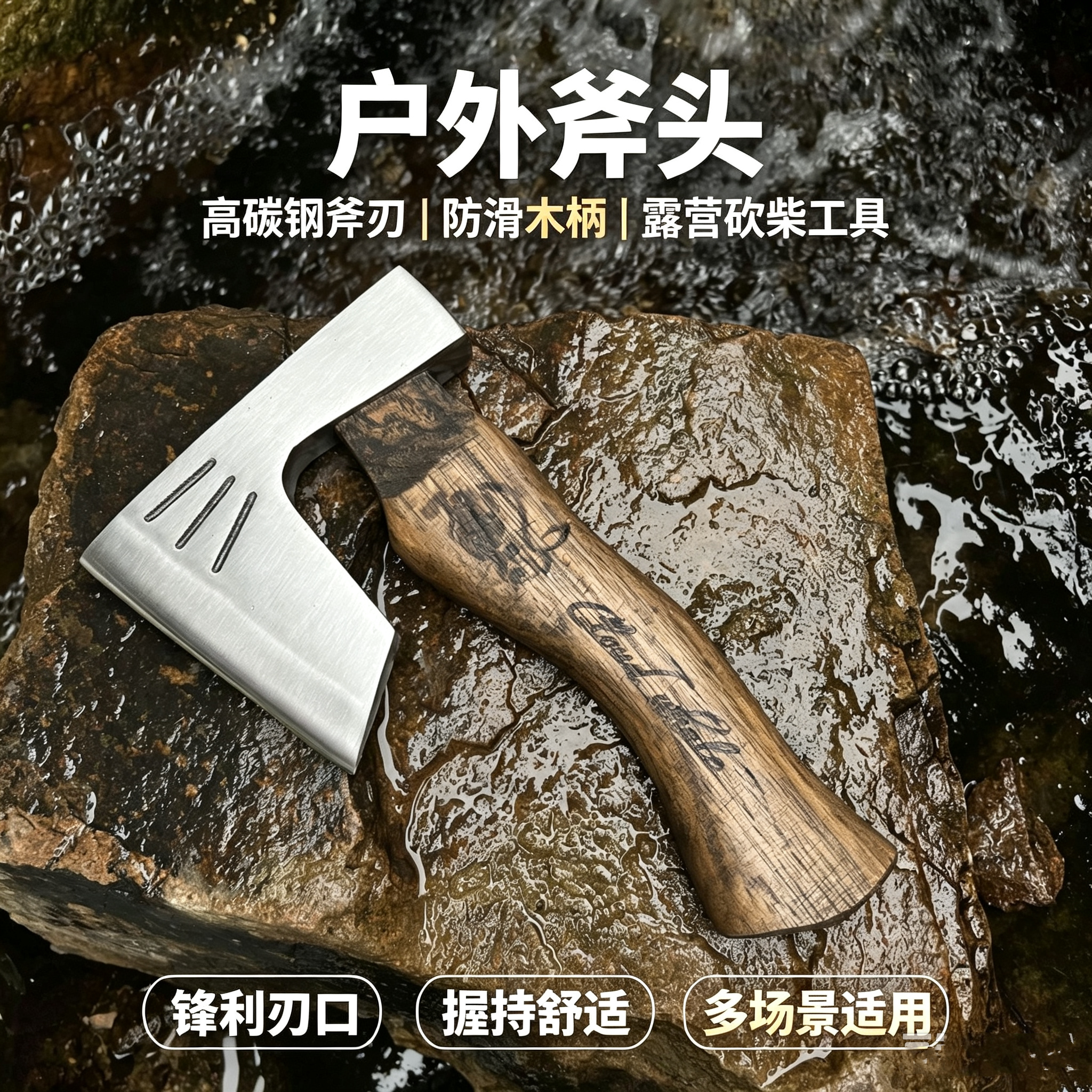 手工锻打迷你骑士斧露营劈柴砍骨