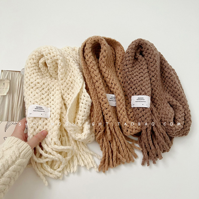 어린이 두꺼운 모직 스카프 니트 가을 겨울 한국 스타일  두껍고 따뜻한  소녀 방풍 목 스카프 남성 목 커버