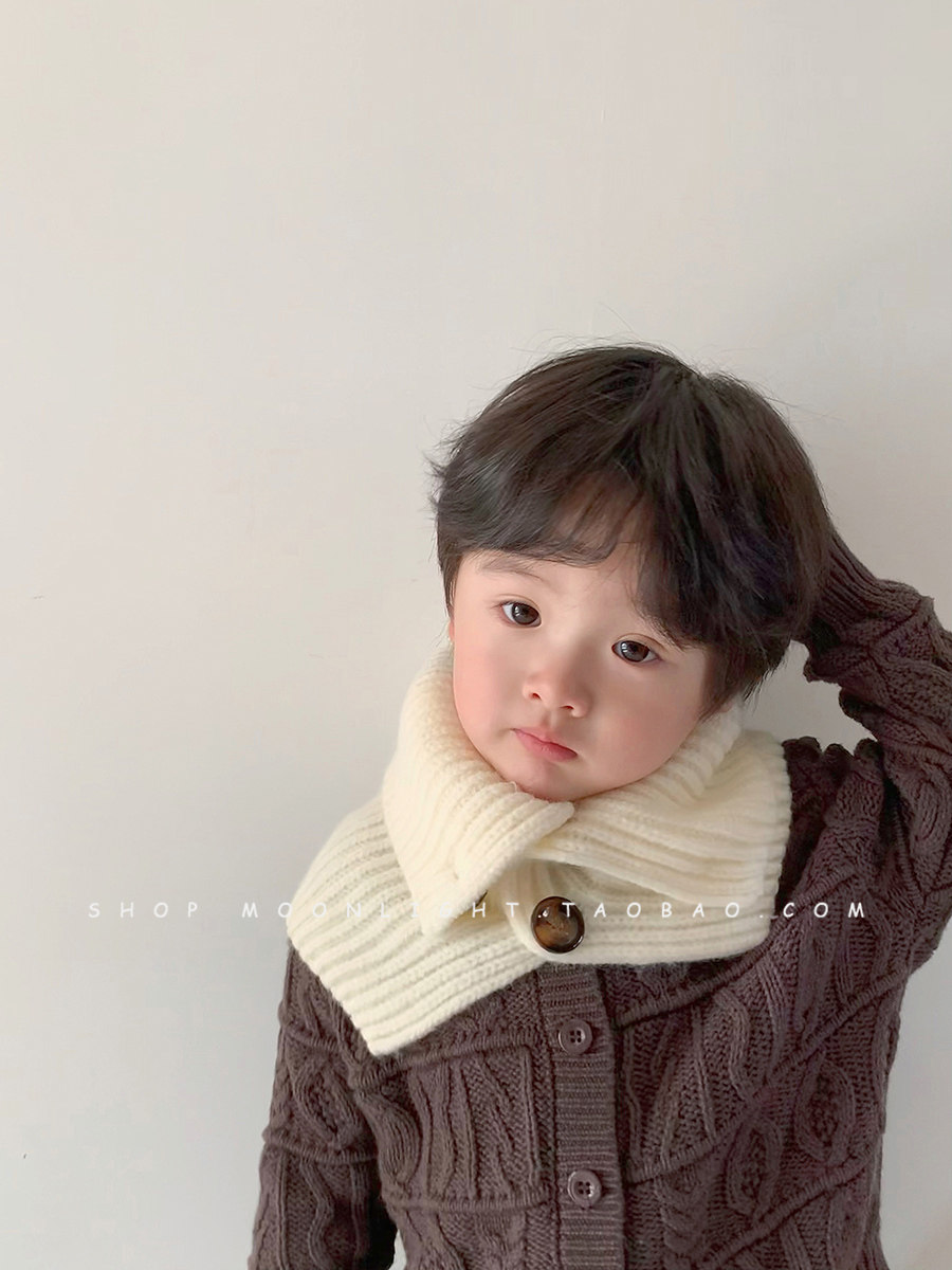 부모-자식 스타일 한국식 단추 어린이 스카프 옷깃 니트 가을 겨울 방풍 및 남성과 여성을위한 따뜻한  스카프