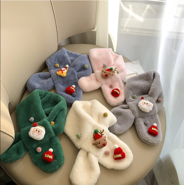 아이들을 위한 명절 선물 귀여운 사슴 스카프 트렌디하고 다재다능한 겨울용  두꺼워진 따뜻한 봉제 스카프