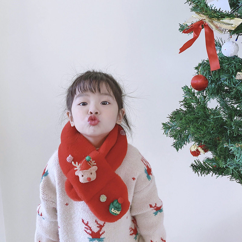 아이들을 위한 명절 선물 귀여운 사슴 스카프 트렌디하고 다재다능한 겨울용  두꺼워진 따뜻한 봉제 스카프