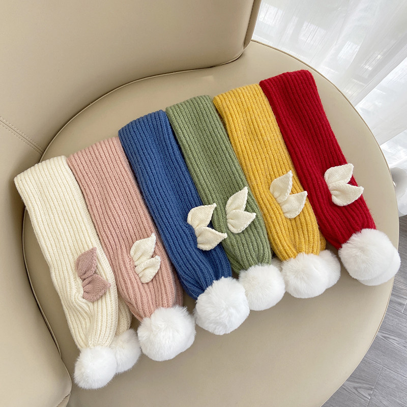 작은 귀 어린이 니트 귀여운 스카프 가을 겨울 소년과 소녀 방풍 및 따뜻한  모직 스카프