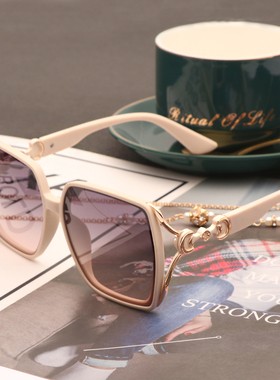 2023新款墨镜大框偏光防紫外线太阳镜女镂空显瘦防晒开车眼镜白色