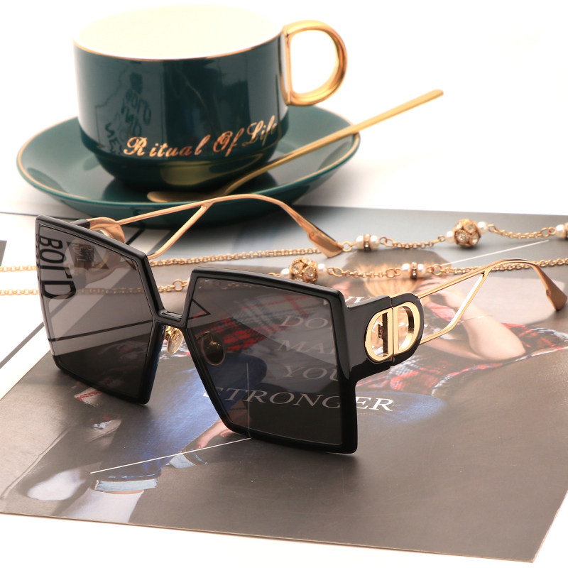 网红小红书明星同款黑色超大方框偏光太阳镜女大脸显瘦素颜墨镜潮