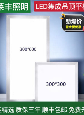 集成吊顶LED灯 厨房化妆室灯铝扣板嵌入式30x30x60x300x600平板灯