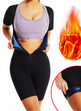 亚马逊女士跑步健身暴汗服跨境塑形美体束身衣欧美运动连体塑身