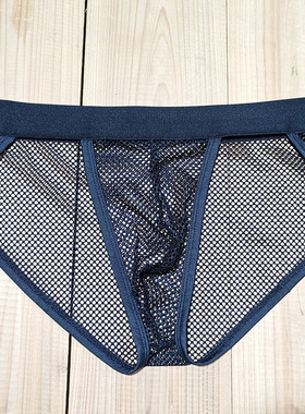 纯欲风透明男士三角内裤个性纱网夏季网眼镂空透气性感低腰短裤男