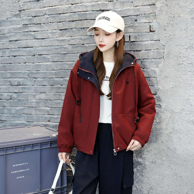 工装连帽短款外套冬新款加绒加厚