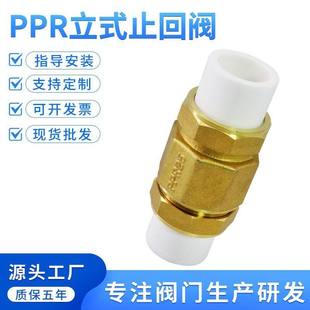 黄铜PPR立式止回阀弹簧返止水逆流自来水管防倒流回流25热熔活接