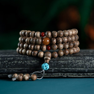 天然海南莺歌绿奇楠沉香手链古风原创女男款108佛珠棋楠手串女6mm