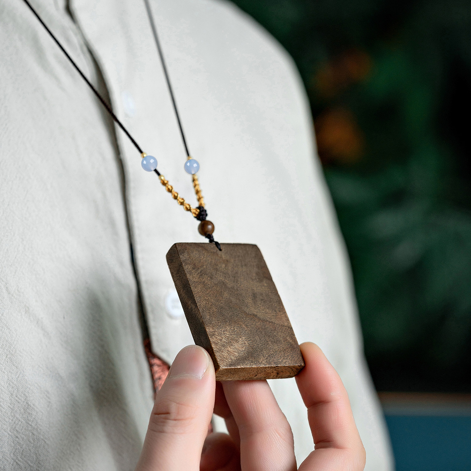 天然越南芽庄沉香无事牌沉水奇楠种项链吊坠女男款文玩素牌木挂件