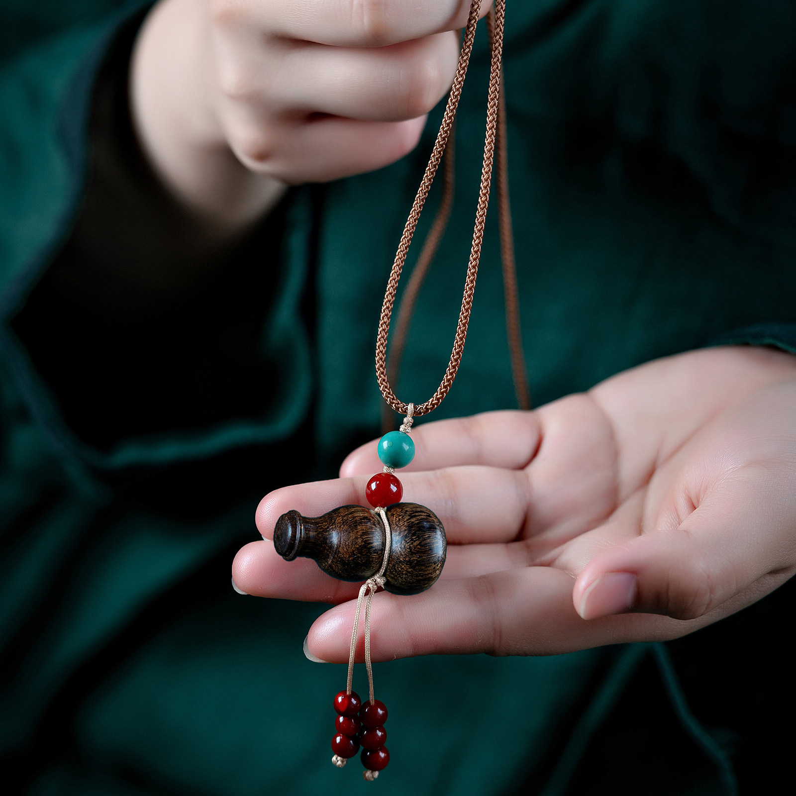 沉水级越南芽庄沉香小葫芦项链挂件真品老料吴艳妮同款沉香木吊坠