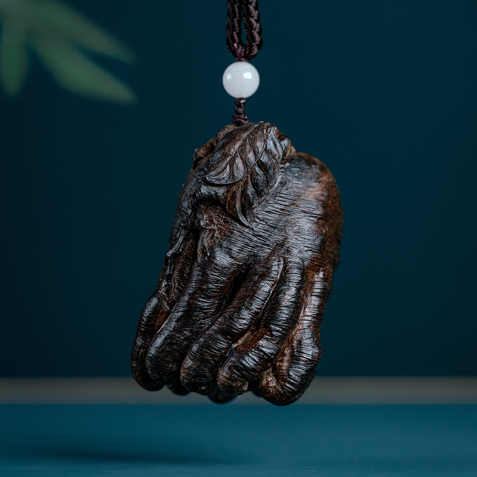 黑油老料文莱沉香雕刻白菜吊坠佛手挂件文玩腰挂男女士盘玩手把件