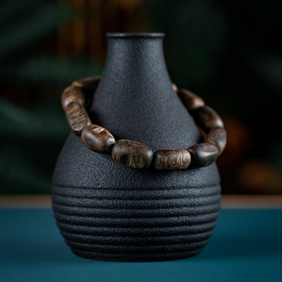 九分沉水天然海南绿棋楠沉香手串种植奇楠随形桶珠手链女男款 佛珠