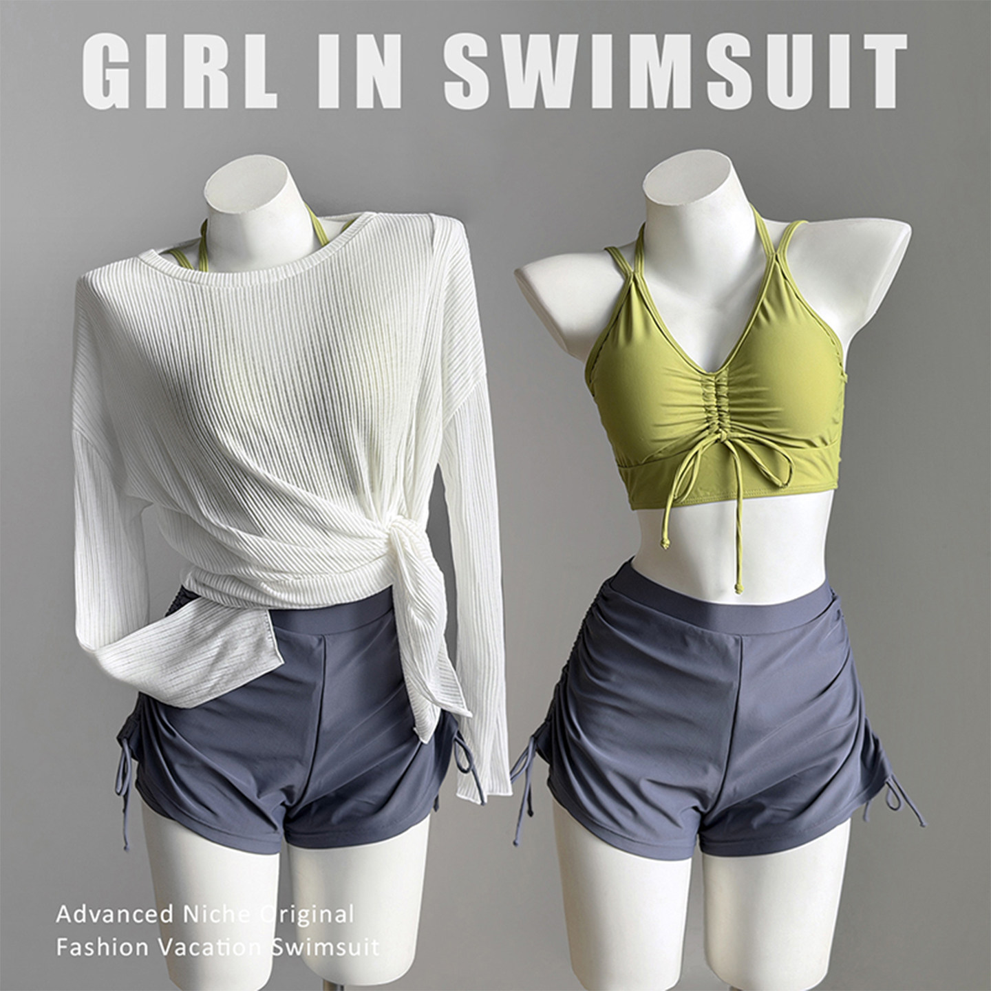 长袖泳衣女分体式三件套2026新款防走光三亚海边度假高颜值泡温泉,运动/瑜伽/健身/球迷用品,分体泳衣,淘宝优惠券,粉丝福利购,淘宝优惠卷