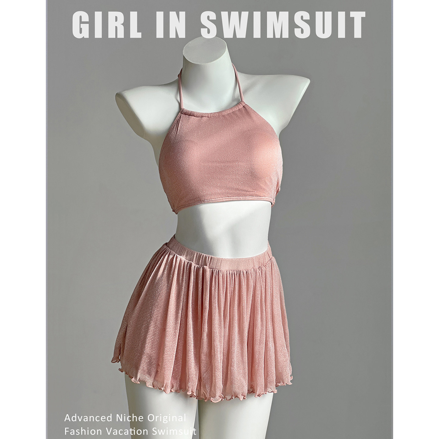 粉红色分体泳衣女小胸超仙纯欲风少女性感露背网红ins风温泉度假,运动/瑜伽/健身/球迷用品,分体泳衣,淘宝优惠券,粉丝福利购,淘宝优惠卷