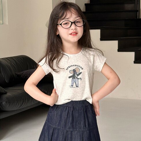 2026夏季新款女童印花短款辣妹短袖T恤中大童休闲百搭半袖上衣潮