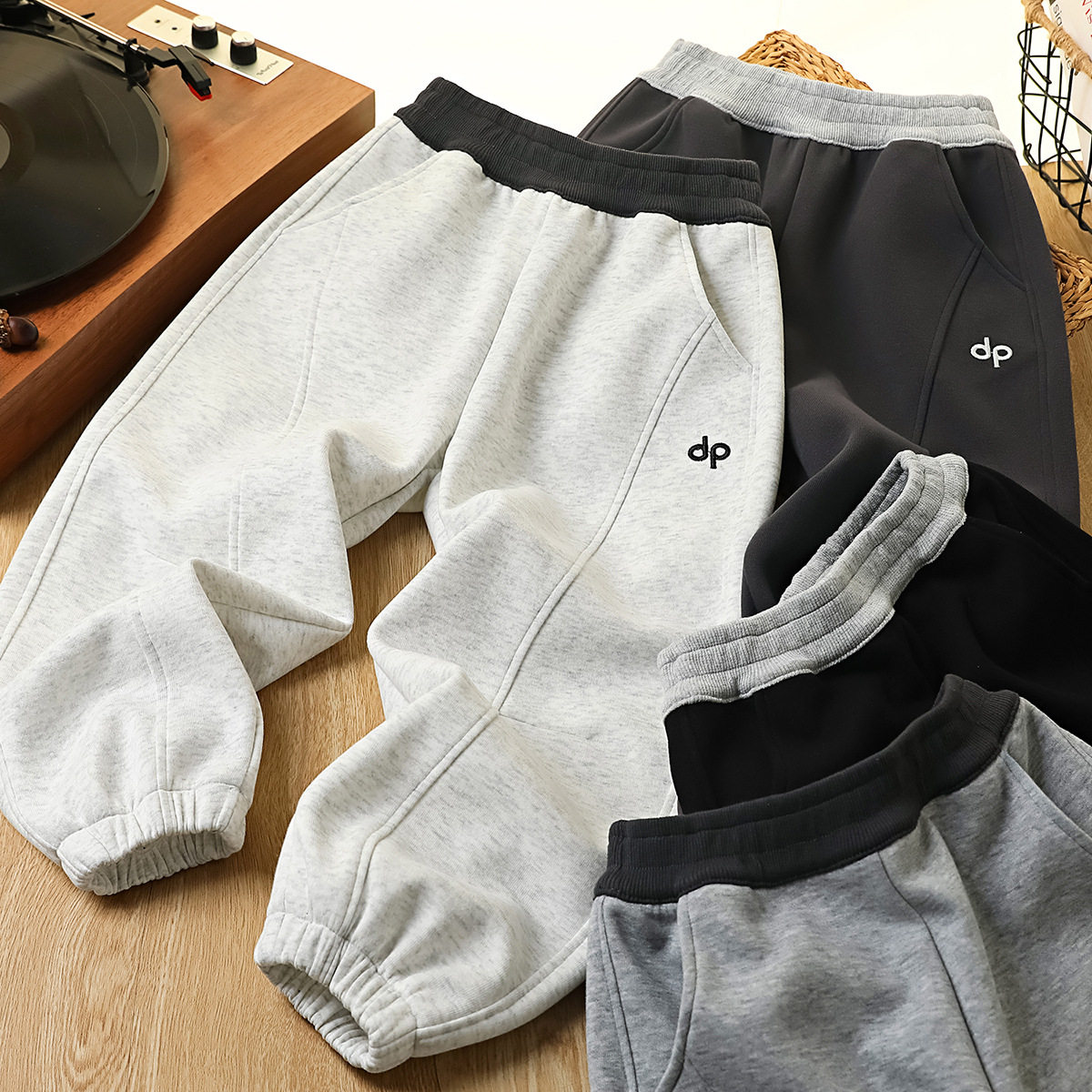 男童裤子春秋款儿童束脚运动裤中大童宽松针织卫裤宝宝洋气休闲裤