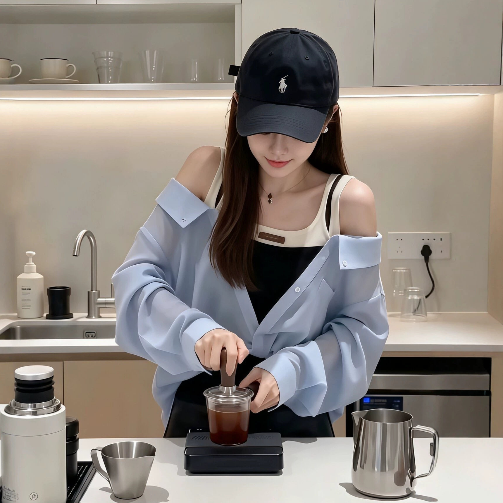 浅蓝色巨好看衬衣衬衫秋季新款女装2026新款设计感小众长袖上衣