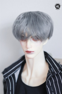 懒娃BJD假发346分大叔sd龙魂 id75男娃日常微卷短发假毛 黑棕红灰