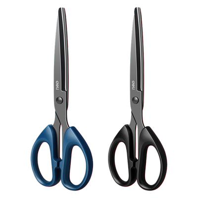 得力剪刀黑刃不锈钢不粘胶