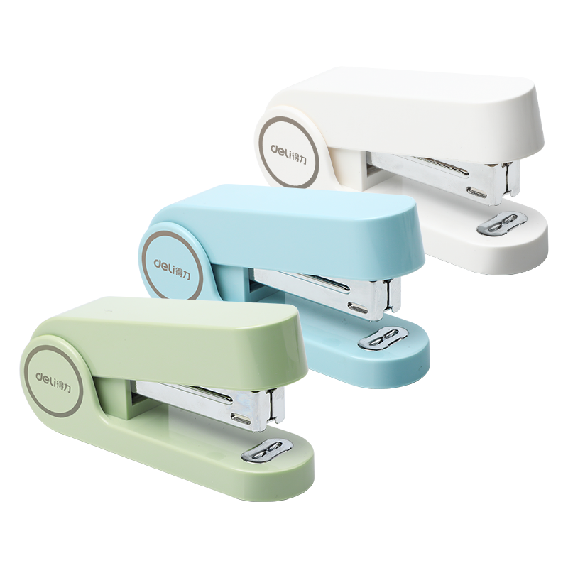 得力订书机学生用家用省力马卡龙办公用便携订书器迷你小号多功能定书机12号标准型高颜值钉书机订书装订机cj