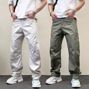 裤 男款 子夏季 潮牌设计感宽松直筒阔腿裤 薄款 高端镰刀休闲弯刀男士