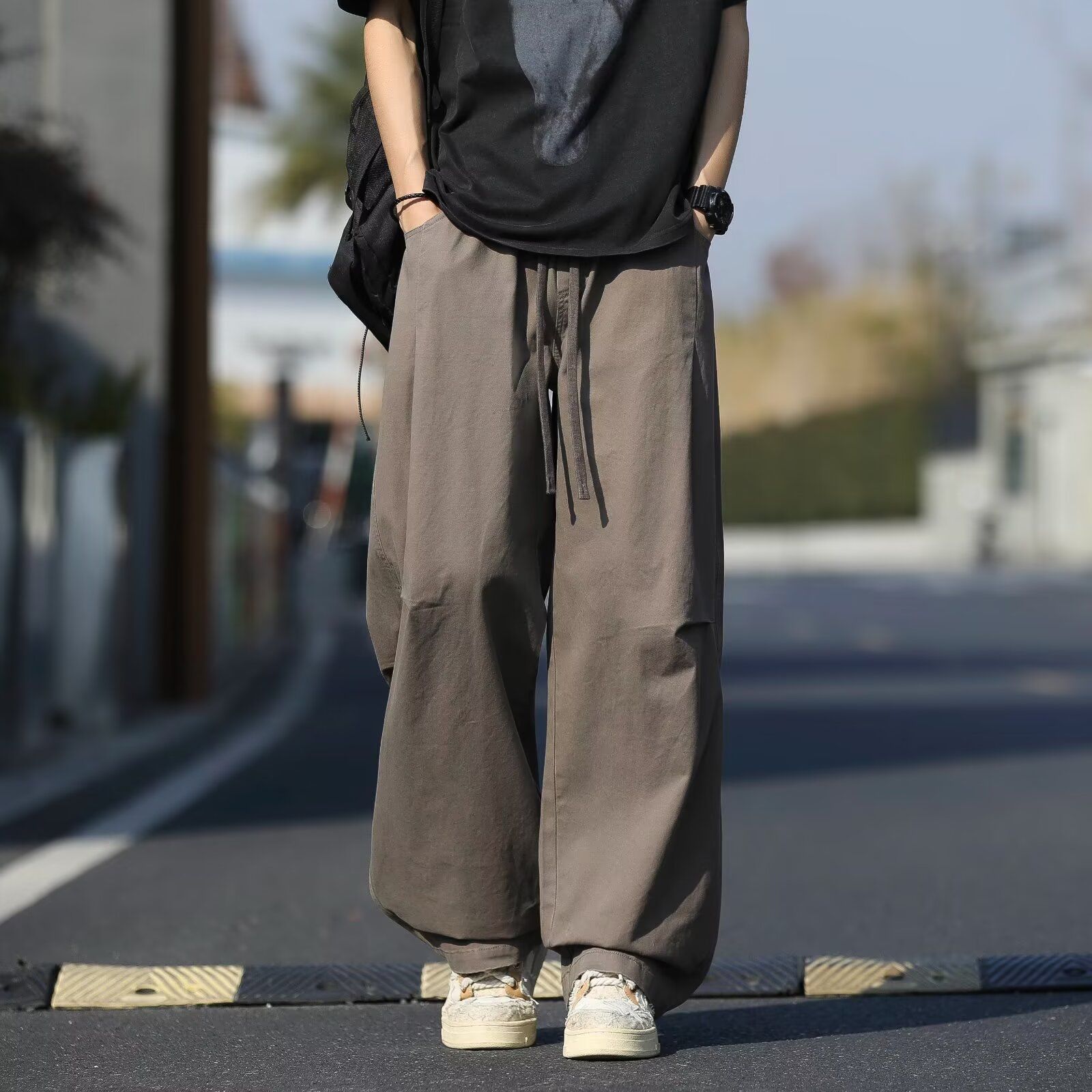 百搭休闲裤男宽松直筒休闲裤2026潮男束脚裤子百搭ins港风潮男裤