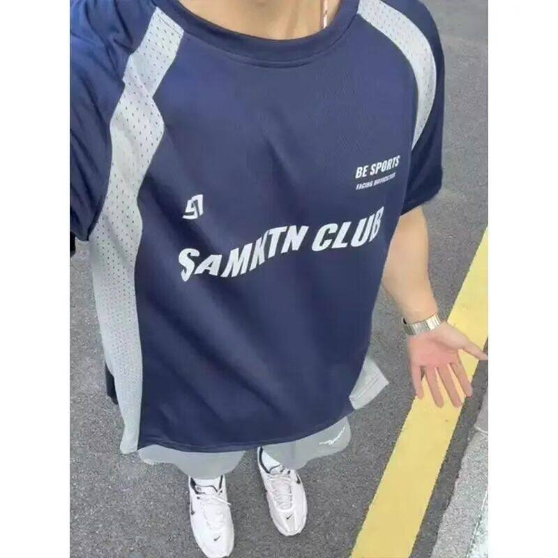 投篮服篮球运动短袖T恤男插肩袖撞色拼接健身训练美式球衣上衣服